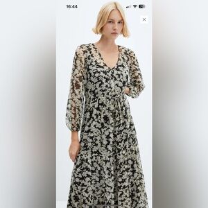 Floral Black, White and Gold Women's Dress